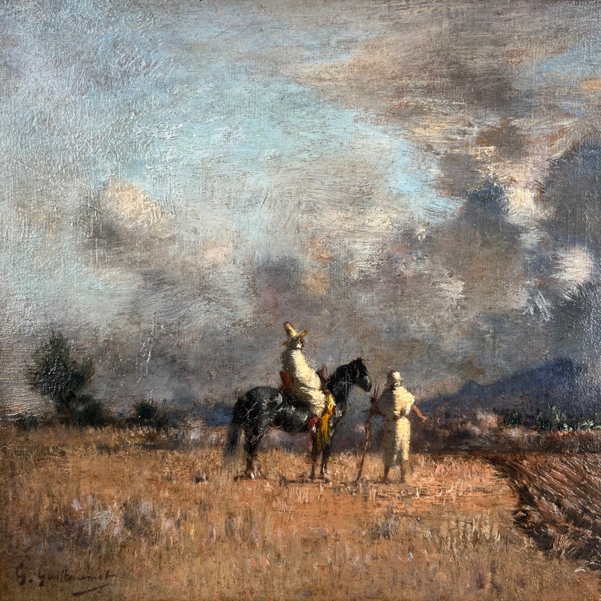 Les travaux des champs en Algérie, huile sur toile de Gustave Guillaumet (1840 - 1887)-photo-3