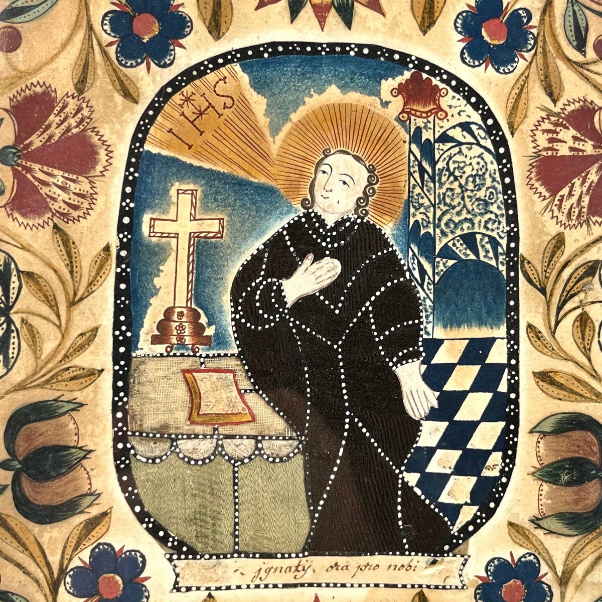 "Ignaty ora pro nobi", gouache habillée du XVIIIe siècle -photo-2
