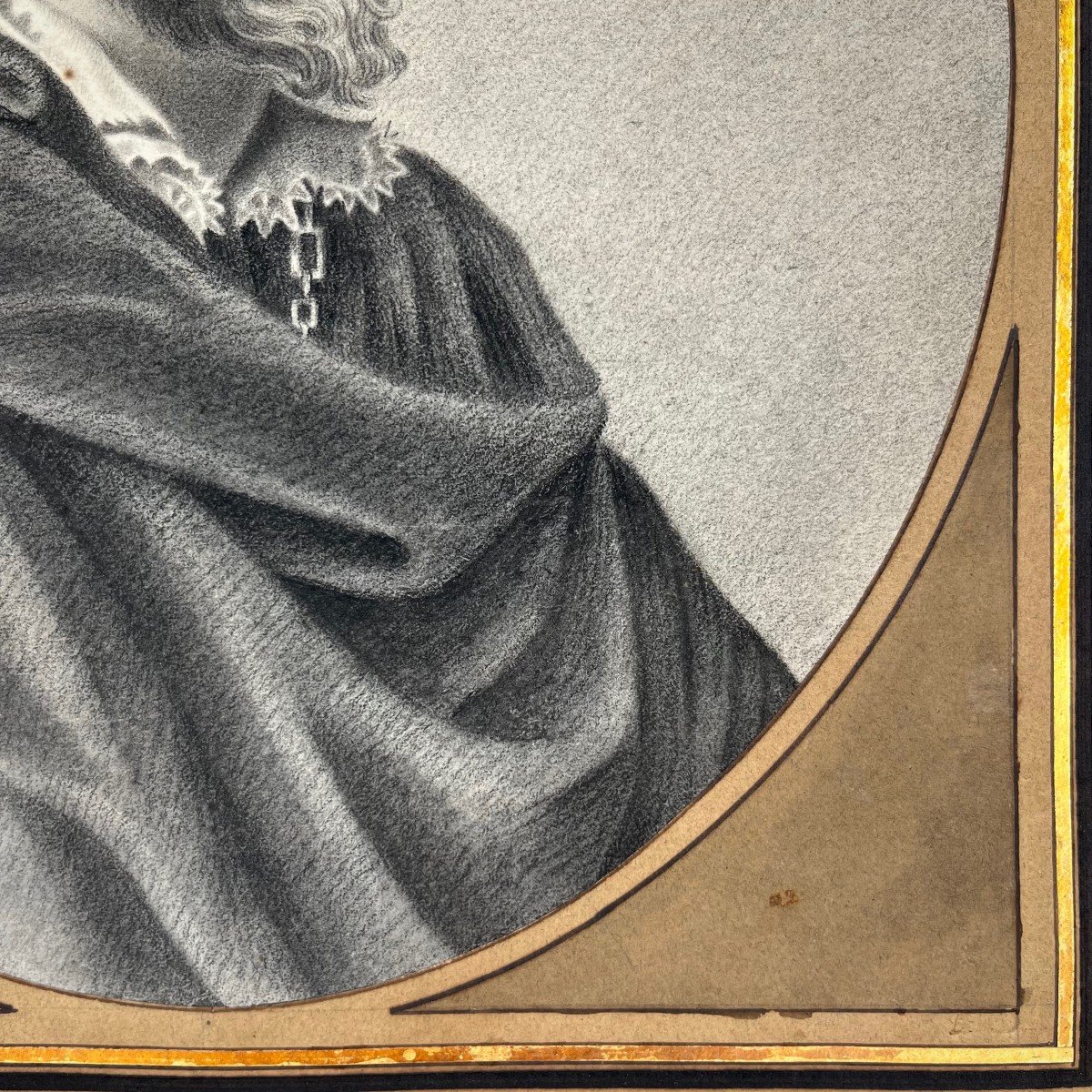 Portrait de peintre : Pierre Paul Rubens, dessin au fusain & estompe d'après Van Dyck, XIXe s. -photo-3