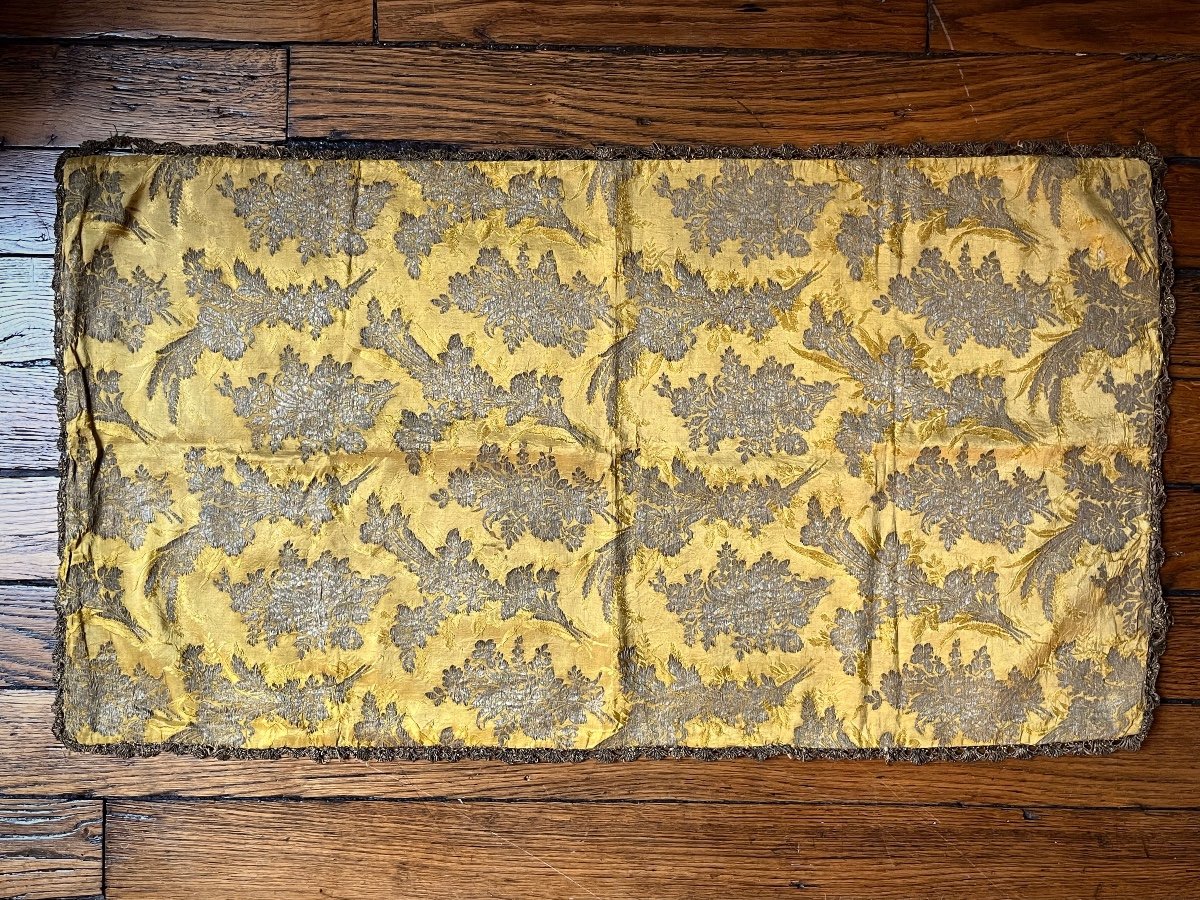 Table Mat In Golden Silk And Metallic Thread 18th Century Center Table Runner Fabric 18th-photo-4