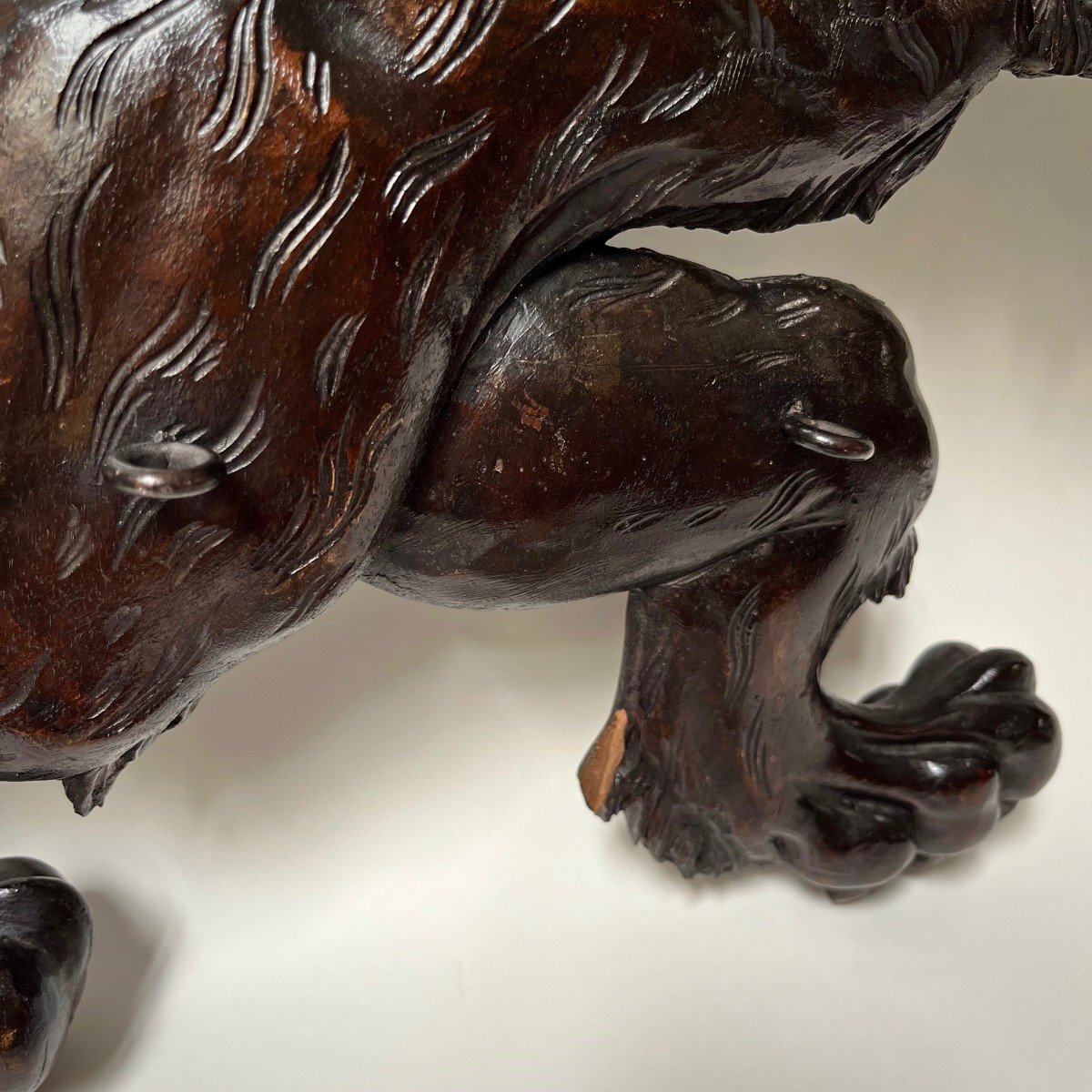 Lion héraldique en bois sculpté, enseigne de magasin ancienne XIXe siècle 19e-photo-4