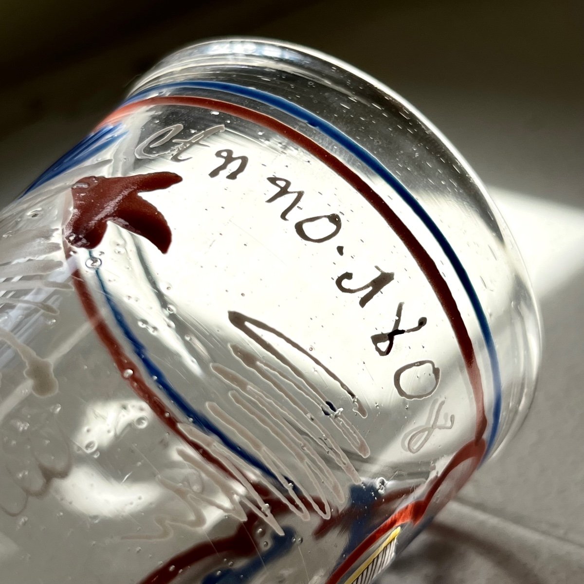 Companion Goblet In Enameled Blown Glass Dated 1808 "long Live The Meunier" 19th Century Popula-photo-2