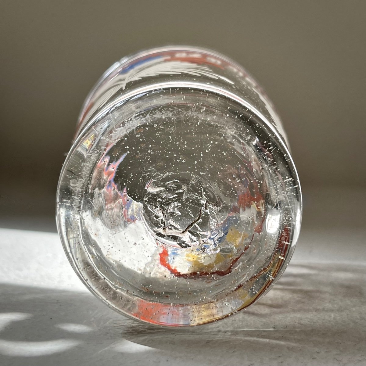 Companion Goblet In Enameled Blown Glass Dated 1808 "long Live The Meunier" 19th Century Popula-photo-3
