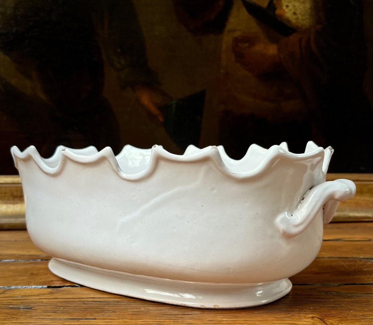 Glass Cooler With Ivory White Earthenware From Niderviller Or The Midi 18th Century Glass Roof -photo-3
