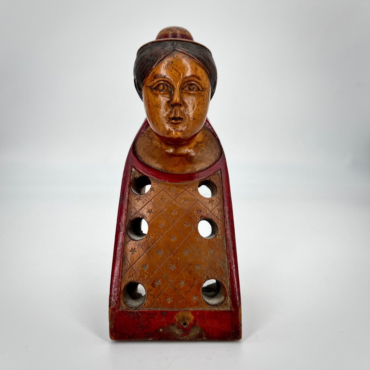 Hurdy-gurdy Pegboard With Sculpture Of A Woman's Head In Wood 19th Century Popular Art 19th -photo-2