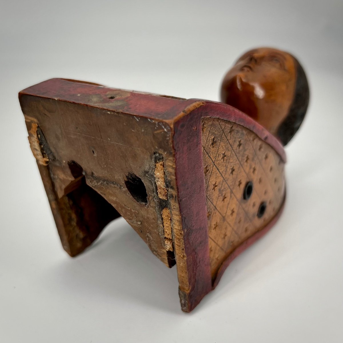 Hurdy-gurdy Pegboard With Sculpture Of A Woman's Head In Wood 19th Century Popular Art 19th -photo-5