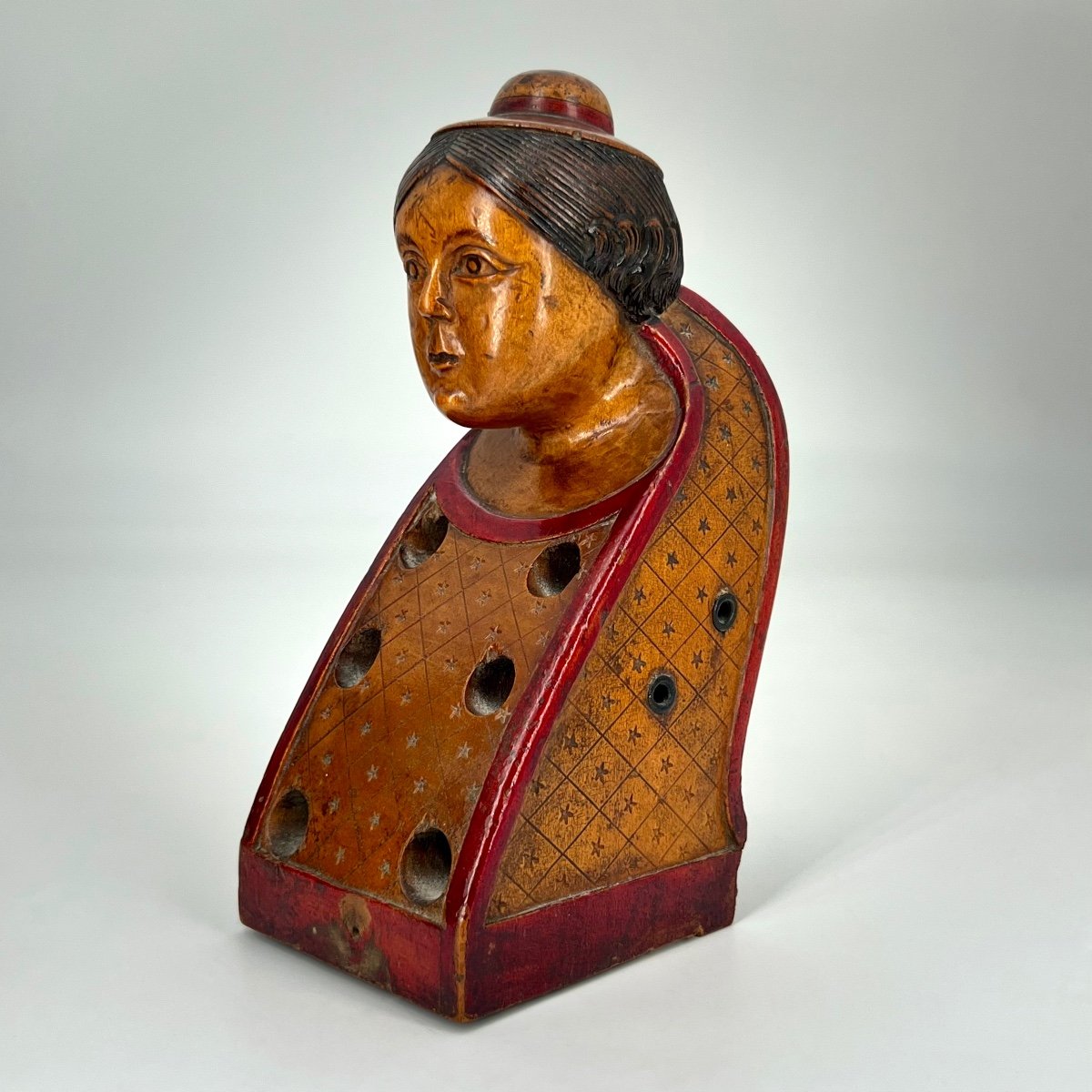 Hurdy-gurdy Pegboard With Sculpture Of A Woman's Head In Wood 19th Century Popular Art 19th -photo-8