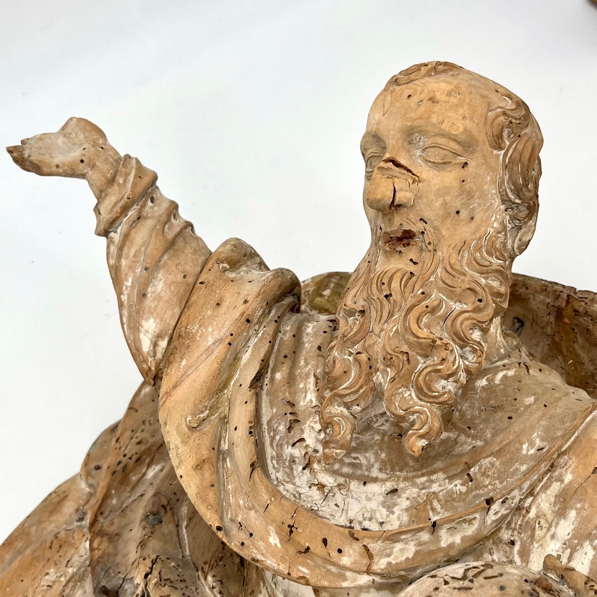 Dieu le Père, haut relief en tilleul - Allemagne du Sud XVIe siècle sculpture bois Haute époque-photo-2