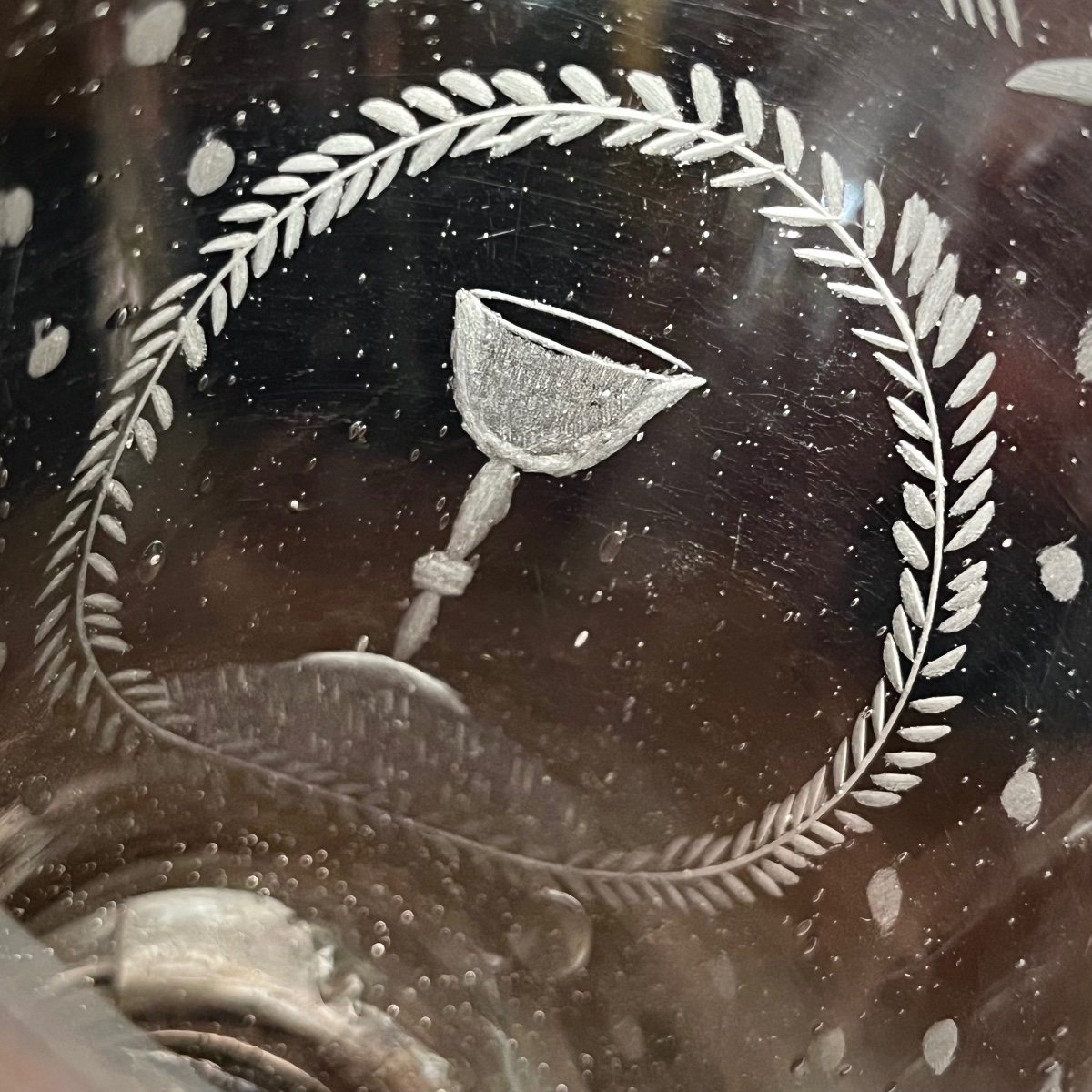 Verre calice patronymique daté 1787 d'Ambroise Crepelle soufflé et gravé XVIIIe siècle 18e-photo-4
