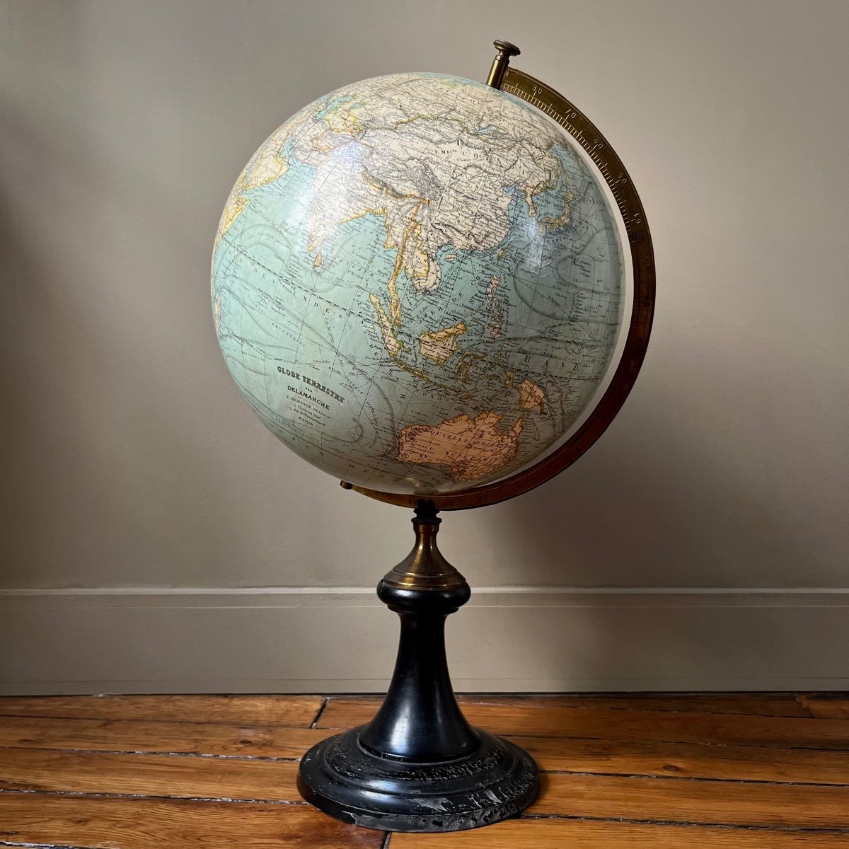 Terrestrial Globe By Delamarche Bertaux Publisher In Paris 19th Century World Map 19th -photo-1