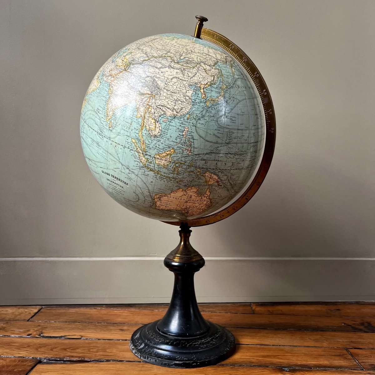 Terrestrial Globe By Delamarche Bertaux Publisher In Paris 19th Century World Map 19th -photo-5