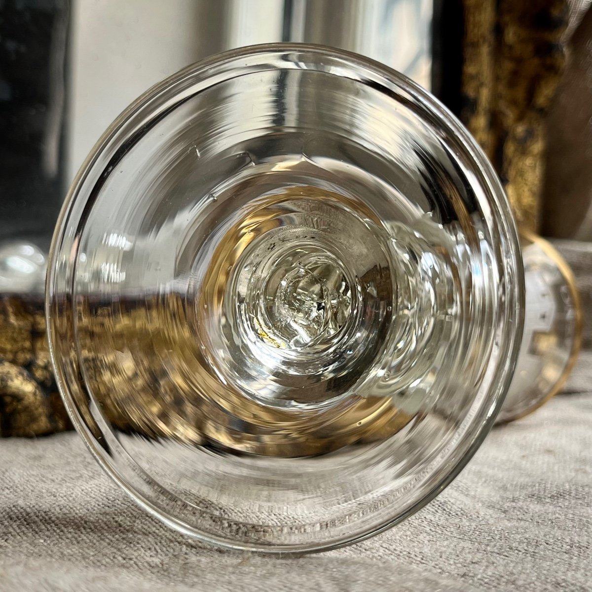 Large Glass With Engraved Decoration Of A Three-masted Ship And A Motto Bohemia 18th Century Ship 18th-photo-4