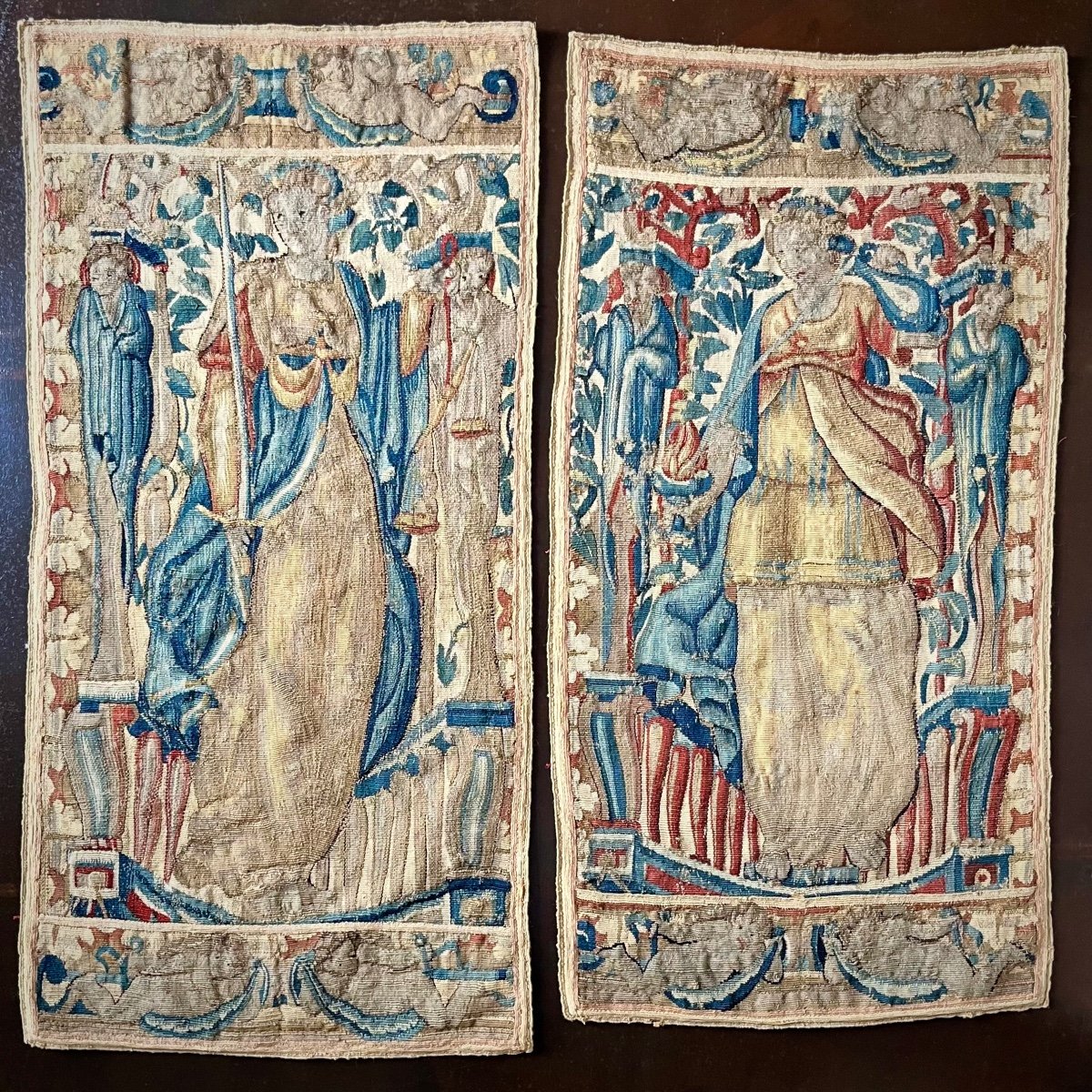 Allegories Of Justice, Fragments Of Flanders Tapestry, 16th Century Haute époque 16th