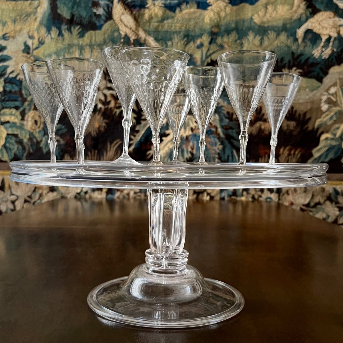Gu&eacute;ridon - pr&eacute;sentoir en cristal et neuf verres de foug&egrave;re fin XVIIe - d&eacute;but XVIIIe si&egrave;cle 18e-photo-1