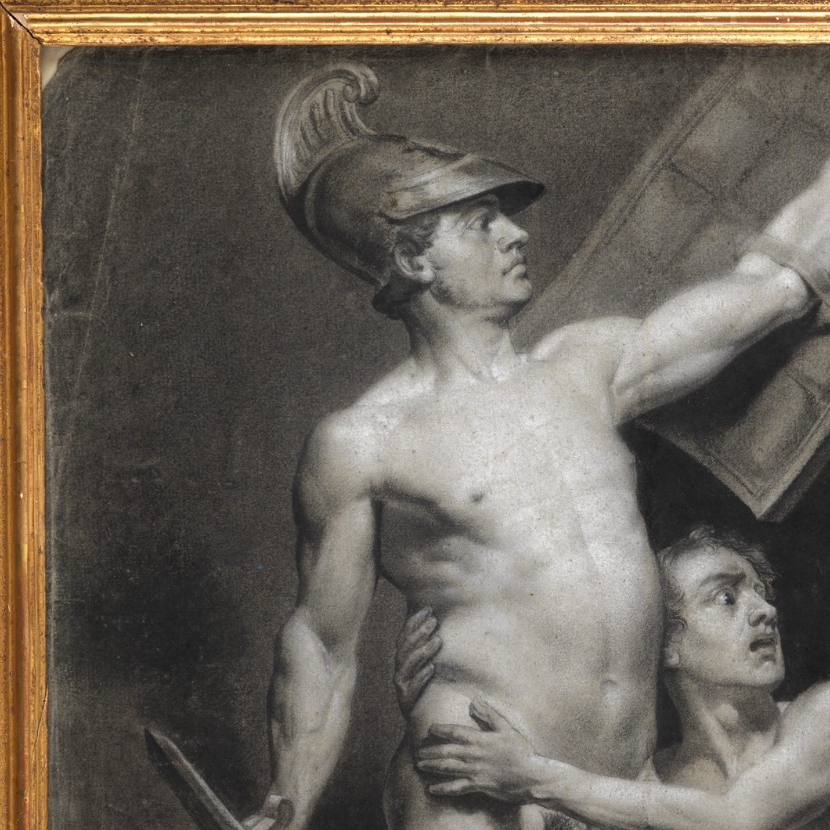 The Fighters, Study Of Antique Nudes, Charcoal Drawing, Neoclassical School, 19th Century-photo-2