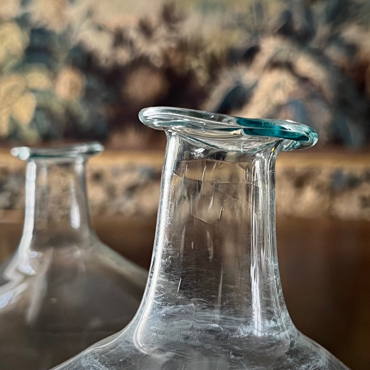 Two Small Lacemaker's Magnifying Glasses In Green Tinted Blown Glass, 18th - 19th Century-photo-5