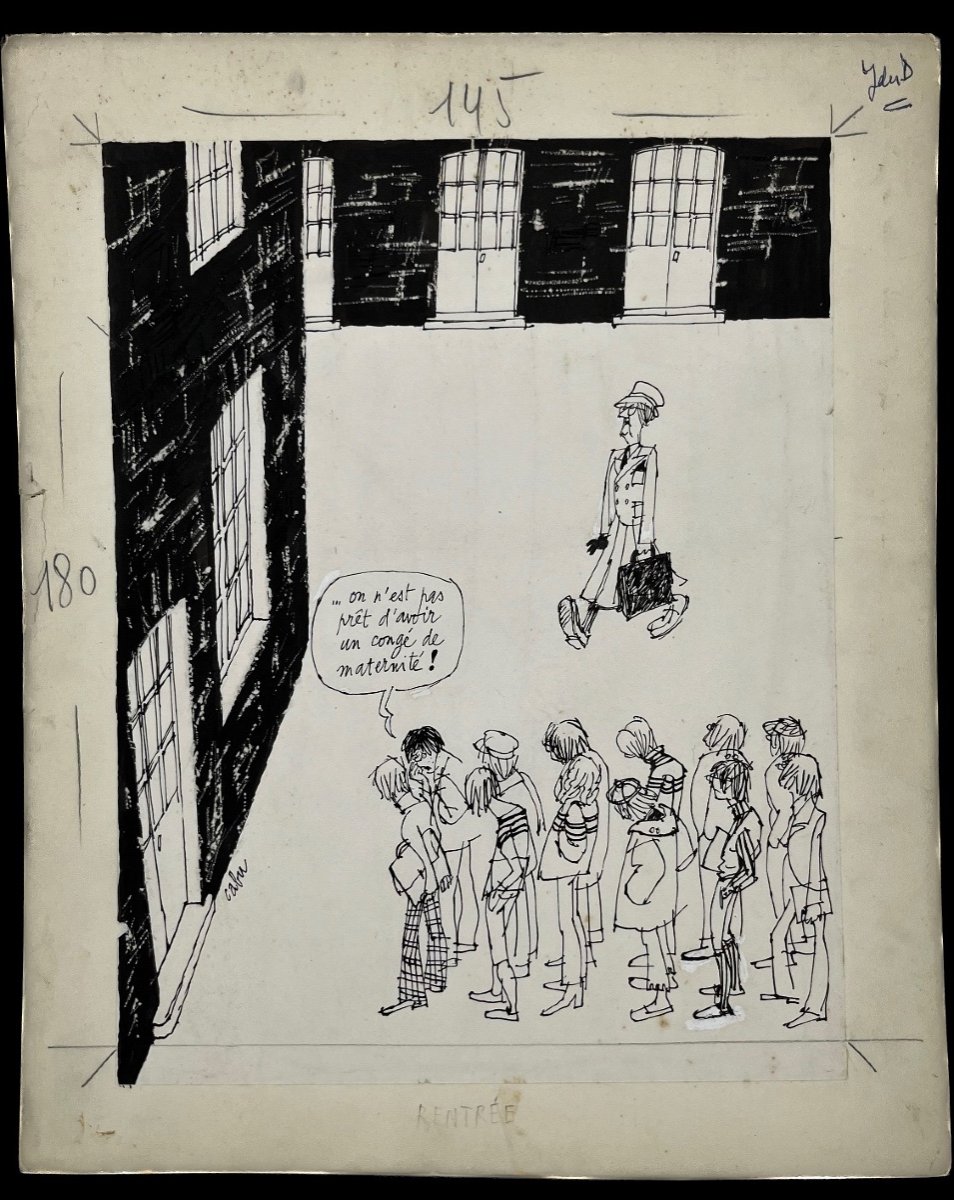 Back To School, Original Pen Drawing By Cabu, Published In The 1970s-photo-2