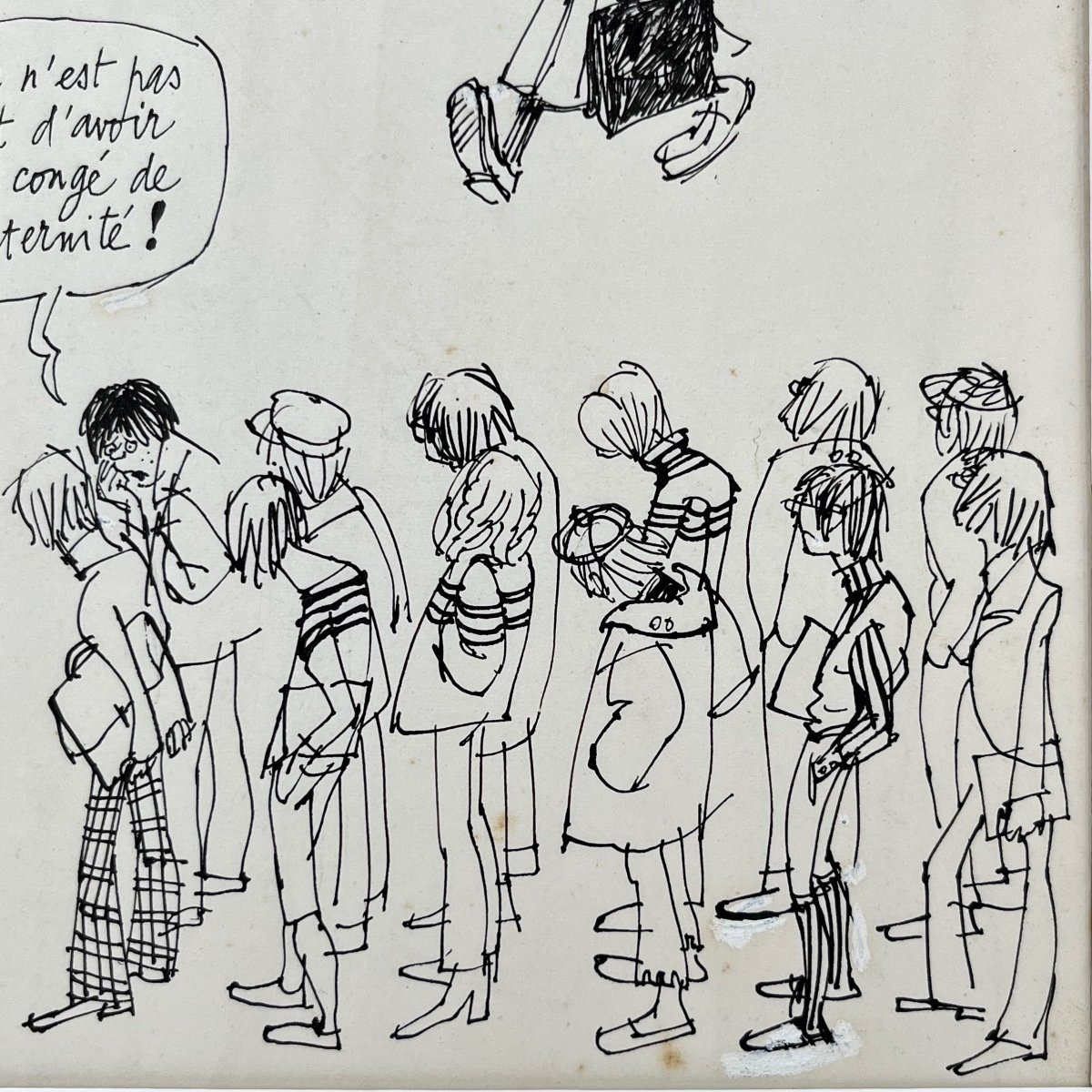 Back To School, Original Pen Drawing By Cabu, Published In The 1970s-photo-6