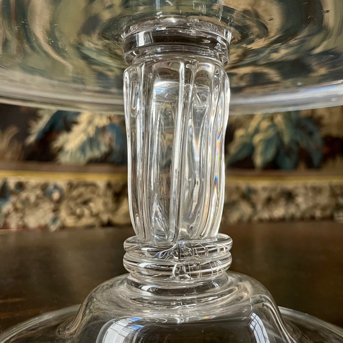 18th Century Crystal Display Stand, Pedestal Table, England, 18th Century, Glass Tray-photo-2