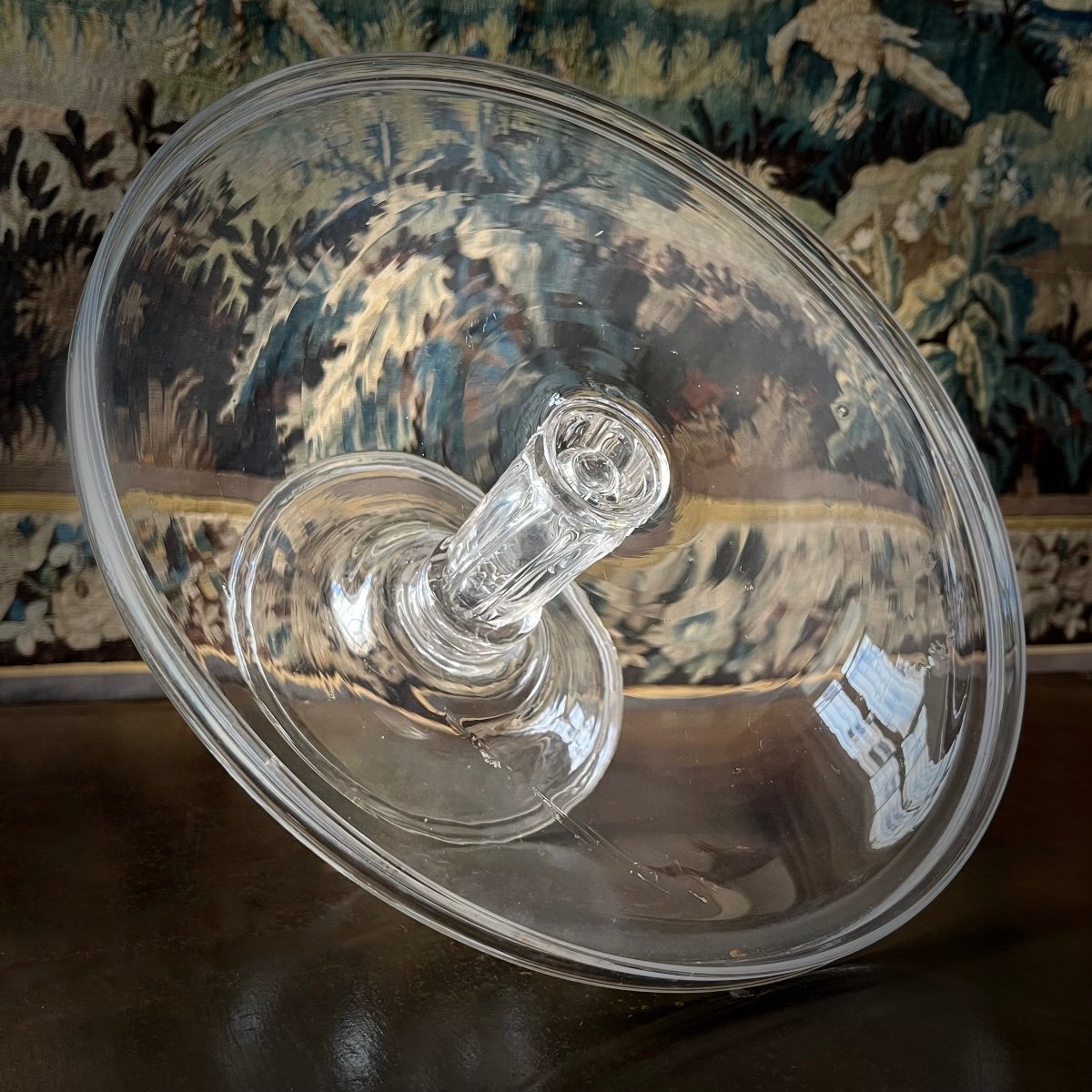 18th Century Crystal Display Stand, Pedestal Table, England, 18th Century, Glass Tray