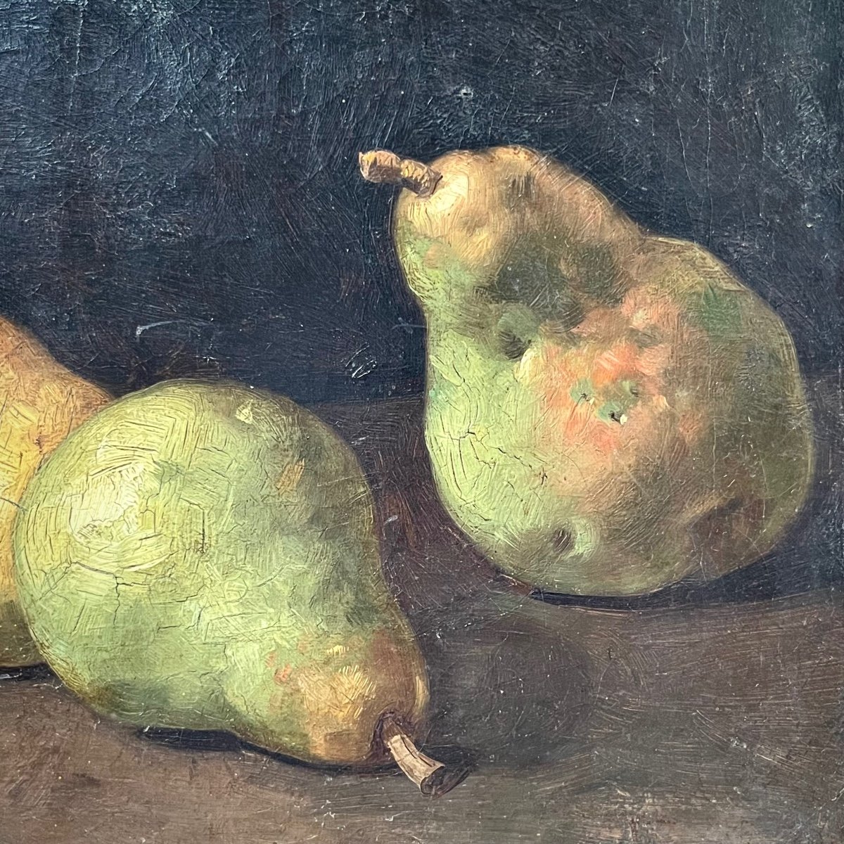Nature morte aux poires et à la cruche en faïence, huile sur toile de Henri Loubat - 1885-photo-4