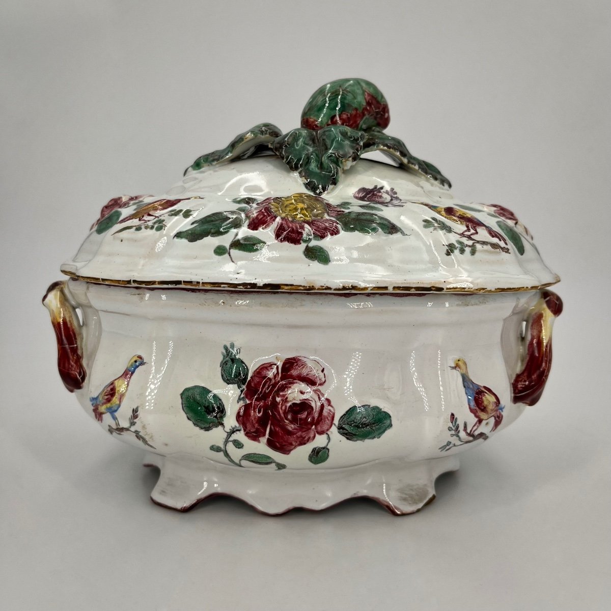 Terrine en fa&iuml;ence de Marseille XVIIIe, atelier de Gaspard Robert 18e si&egrave;cle-photo-2