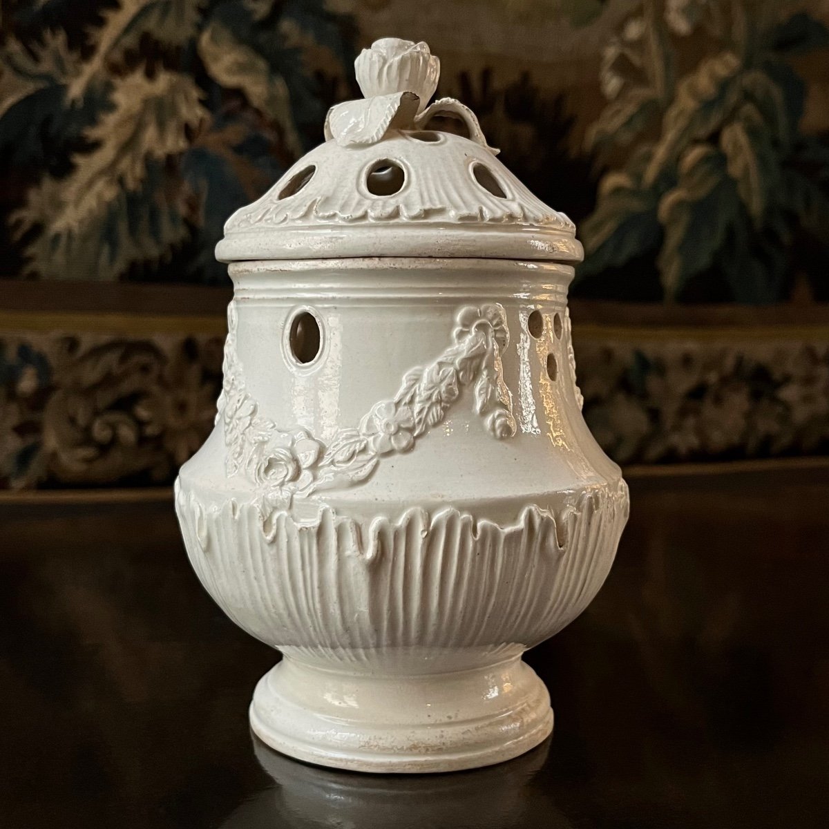 Pot-pourri en faïence fine de l'Est ou d'Angleterre, fin XVIIIe début XIXe pot à senteurs 18e-photo-8