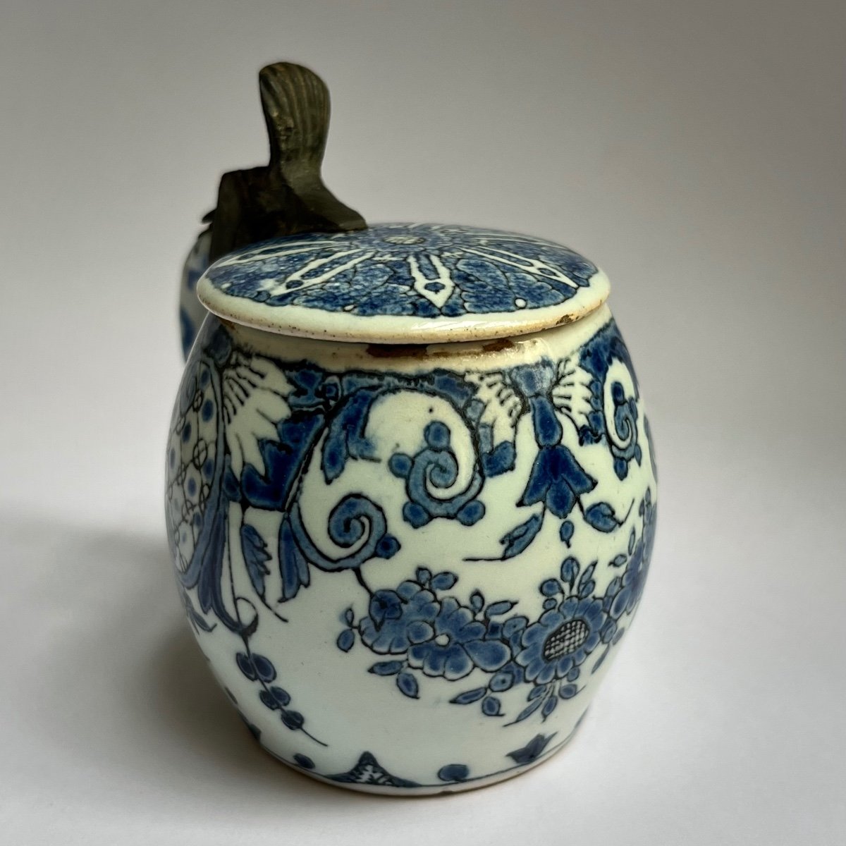 Mustard Pot In Rouen Or Paris Earthenware, 18th Century - Papillon Collection 18th -photo-2