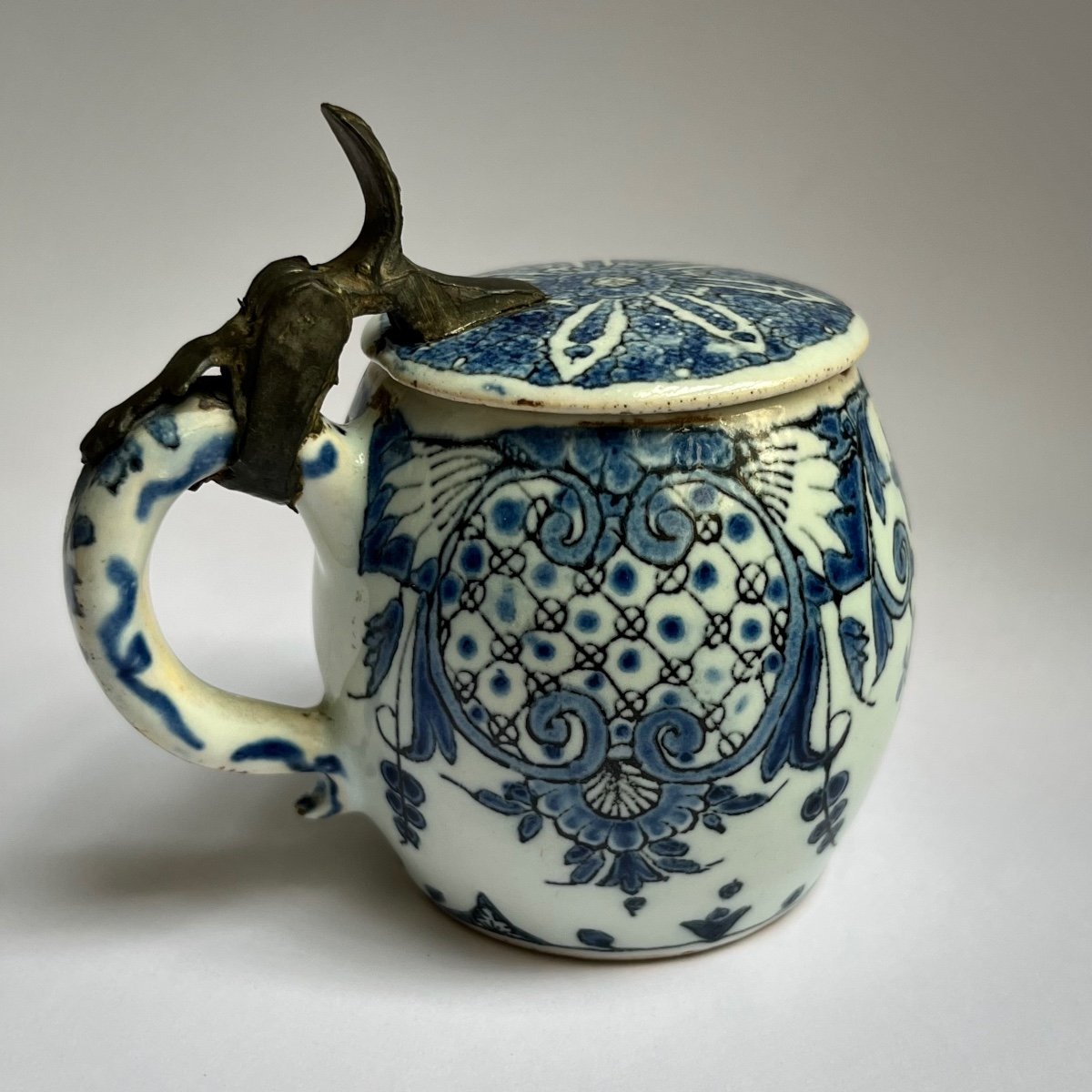 Mustard Pot In Rouen Or Paris Earthenware, 18th Century - Papillon Collection 18th -photo-1