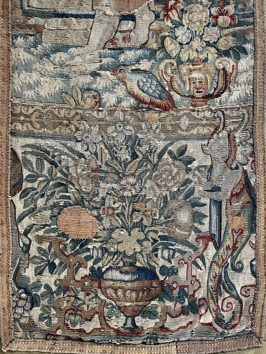 Grand fragment de tapisserie des Flandres XVIe siècle haute époque 16e XVIIe 17e-photo-1