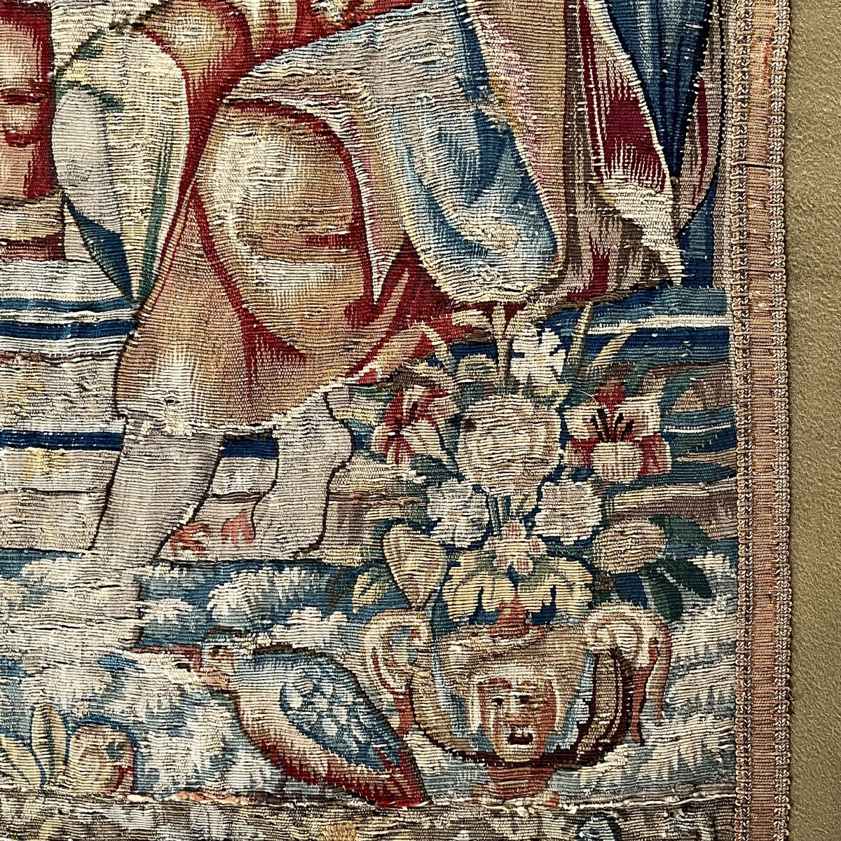 Grand fragment de tapisserie des Flandres XVIe siècle haute époque 16e XVIIe 17e-photo-4