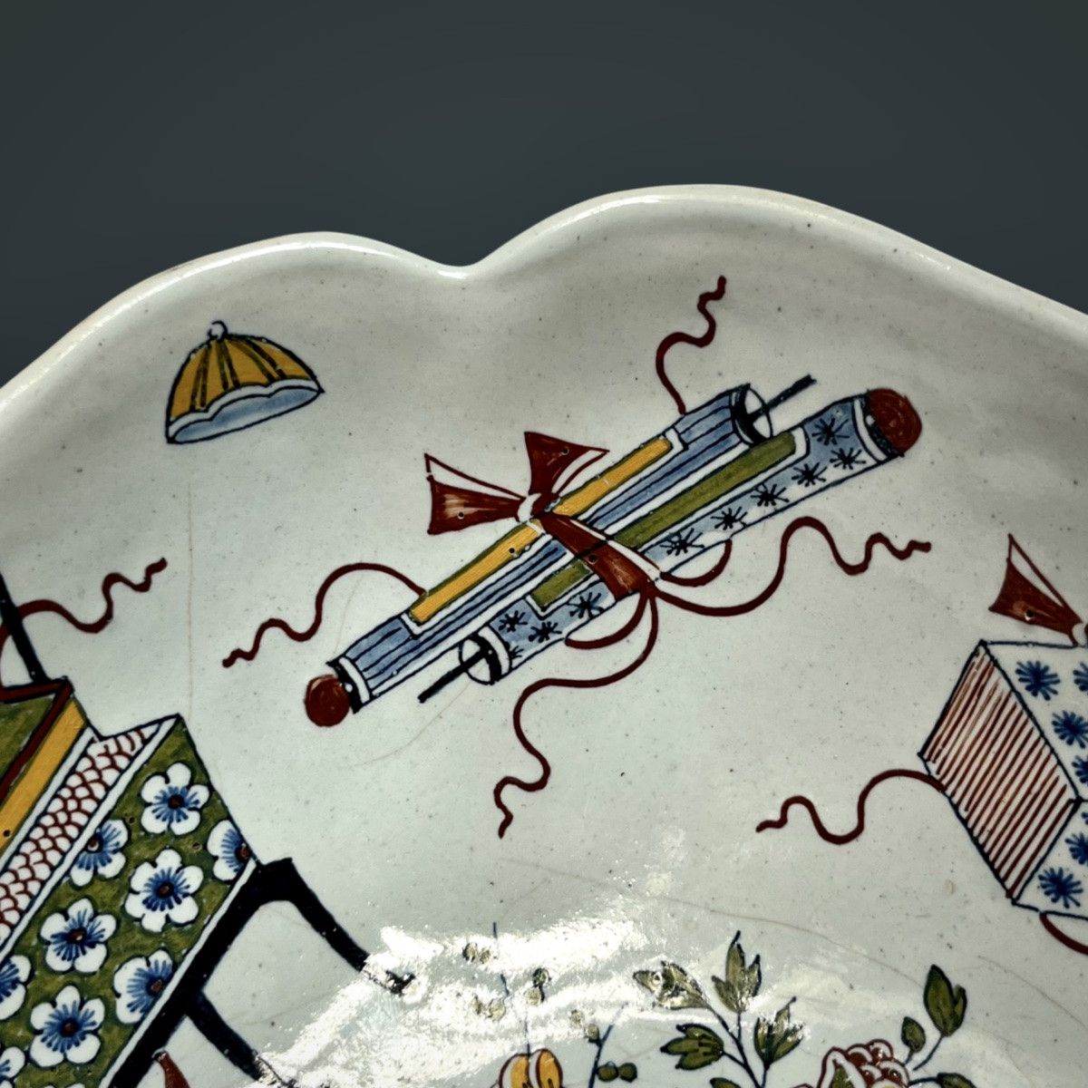 Compotier en faïence de Rouen à décor à l'échantillon vers 1750 XVIIIe siècle 18e-photo-3