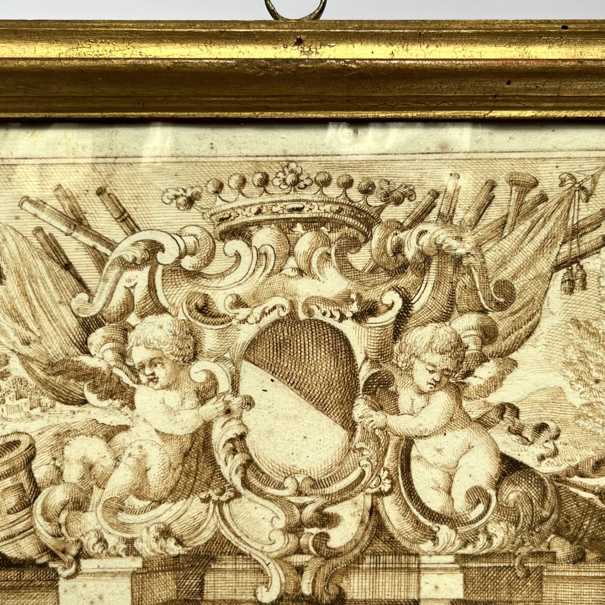 17th Century Pen Drawing - Monument To The Arms Of The Capponi Family - Florence, Italy, 17th Century-photo-4