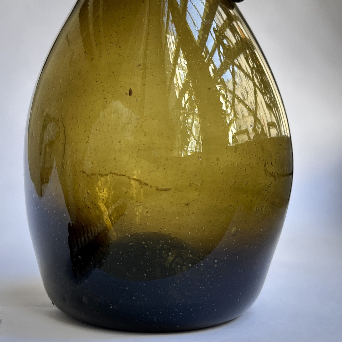 Large Margeride Pitcher In Blown Glass With Brown-green Tinted Threads From The 18th Century-photo-4