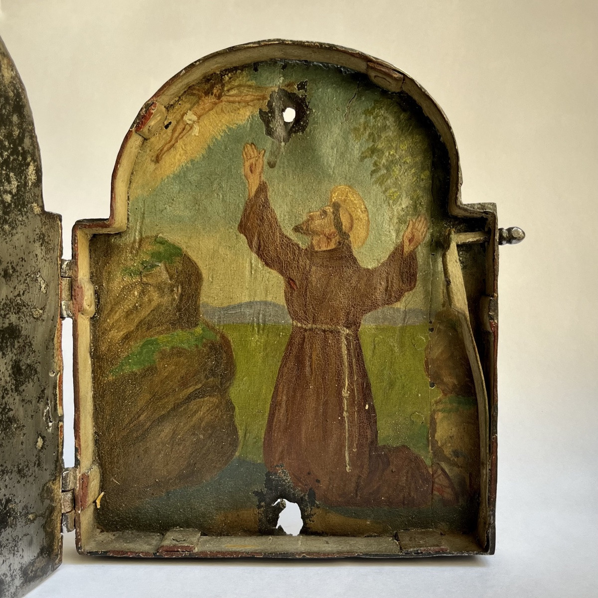 Portable Altar In Wrought Iron 17th - 18th Century Saint Francis Of Assisi Object Of Devotion 17th 18th-photo-4