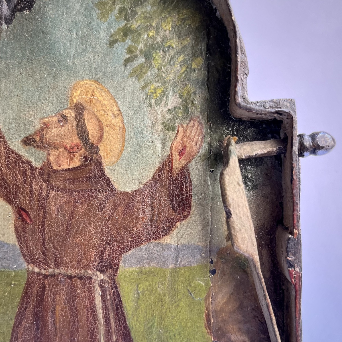 Portable Altar In Wrought Iron 17th - 18th Century Saint Francis Of Assisi Object Of Devotion 17th 18th-photo-1