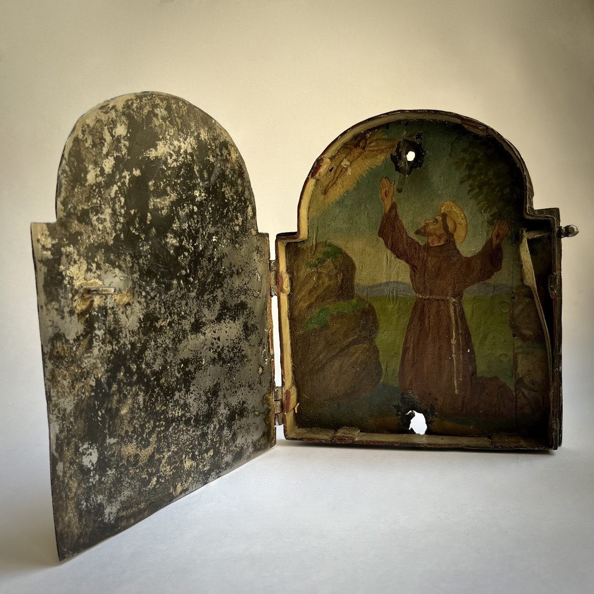 Portable Altar In Wrought Iron 17th - 18th Century Saint Francis Of Assisi Object Of Devotion 17th 18th-photo-5