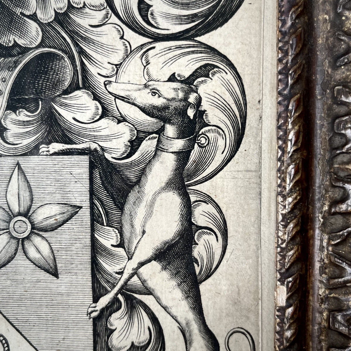 Ex-libris de Nicolas VI Le Cordier seigneur du Tronc cadre en bois sculpté du XVIIe siècle 17e-photo-6