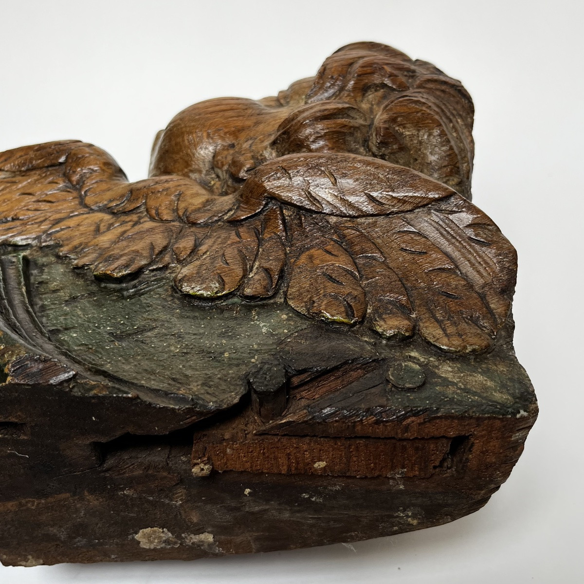 Cherub Angel In Polychrome Carved Wood 18th Century Putto 18th Century Woodwork Folk Art -photo-4