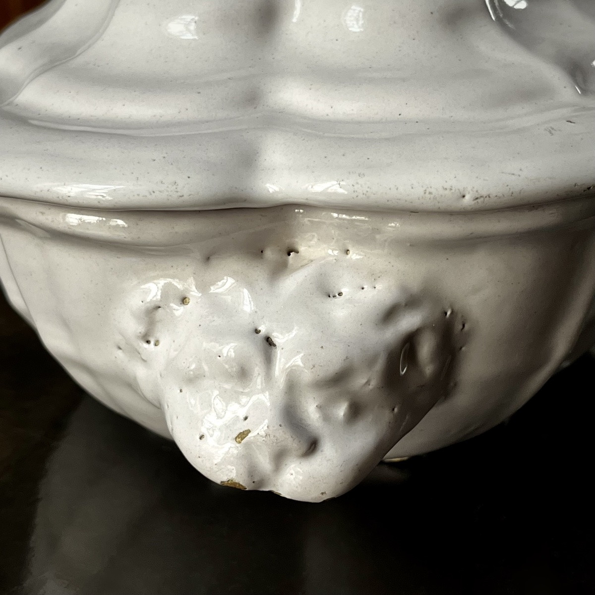 Vegetable Dish With Lion Heads In White Earthenware From Moustiers Or South Of France, 18th Century-photo-2