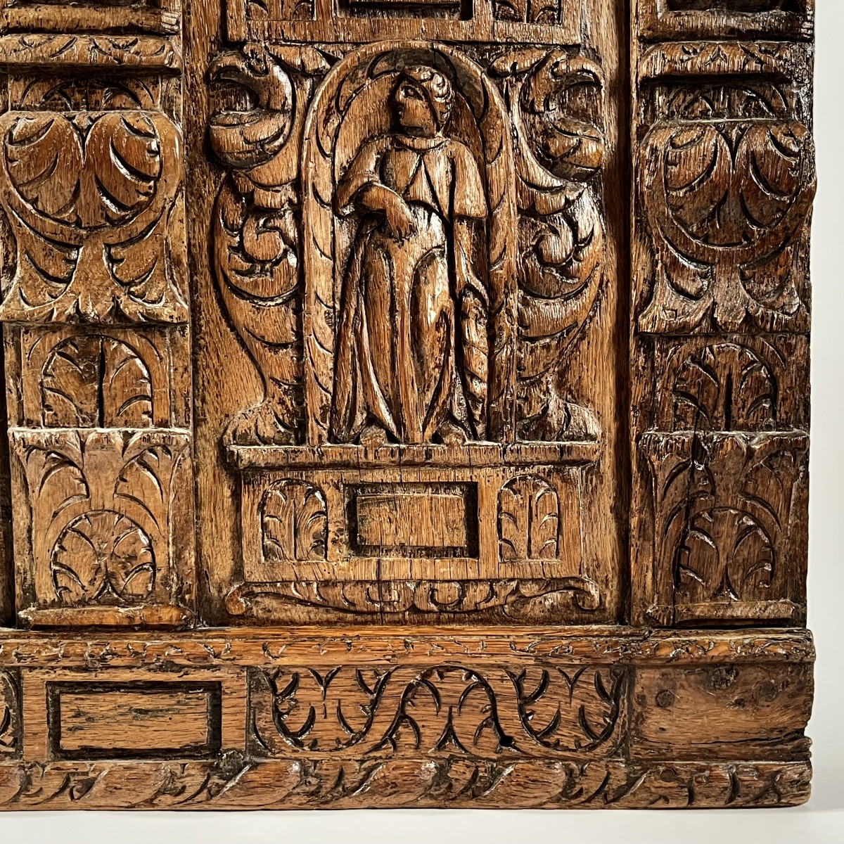 Façade de coffre en bois sculpté - Flandres, début du XVIIe siècle Haute Époque boiserie 17e-photo-3