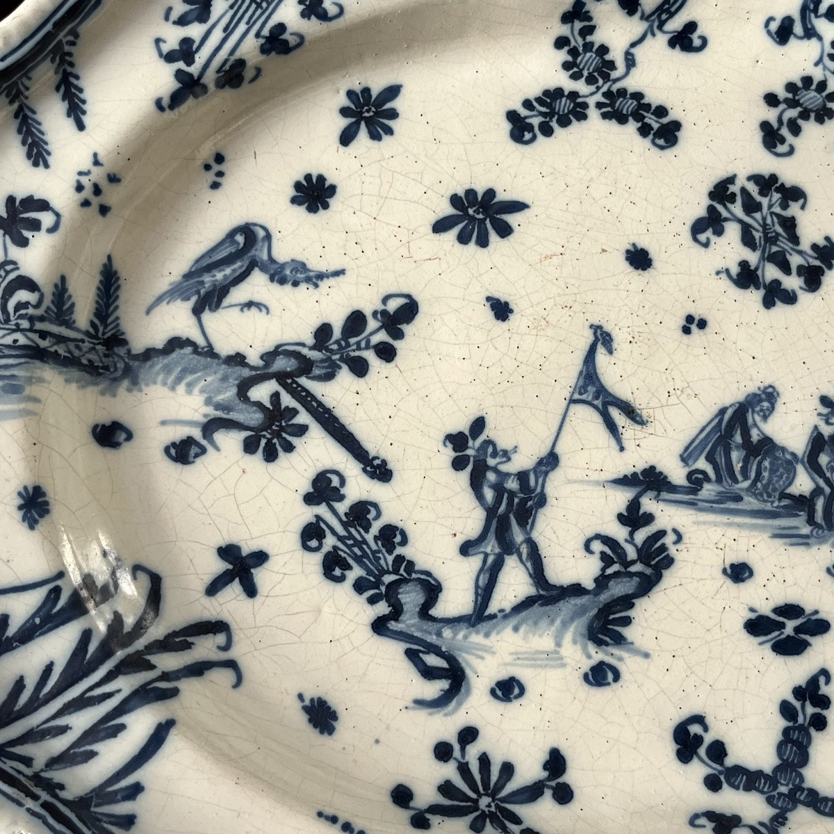 Large Earthenware Dish From Moustiers Or Marseille, 18th Century, With White And Blue Decoration, 18th Century-photo-2