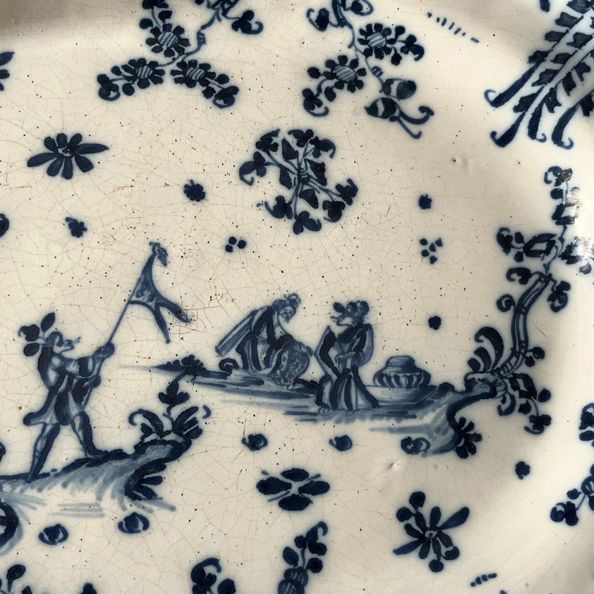Large Earthenware Dish From Moustiers Or Marseille, 18th Century, With White And Blue Decoration, 18th Century-photo-3