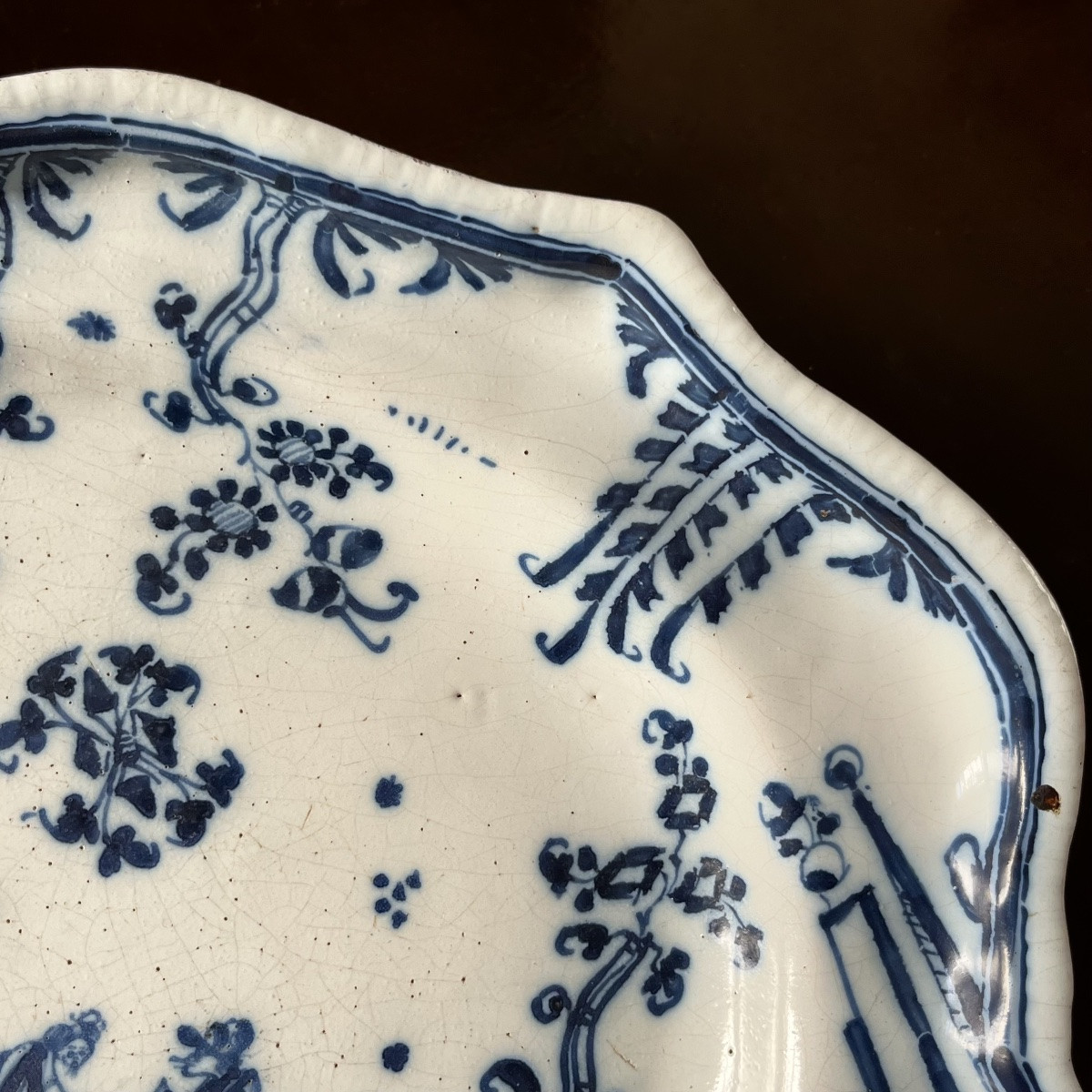 Large Earthenware Dish From Moustiers Or Marseille, 18th Century, With White And Blue Decoration, 18th Century-photo-4