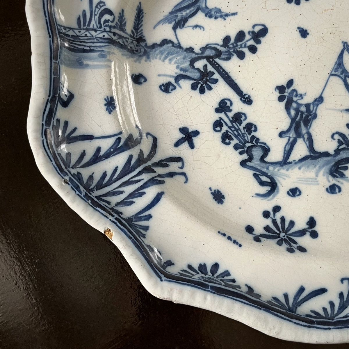 Large Earthenware Dish From Moustiers Or Marseille, 18th Century, With White And Blue Decoration, 18th Century-photo-5