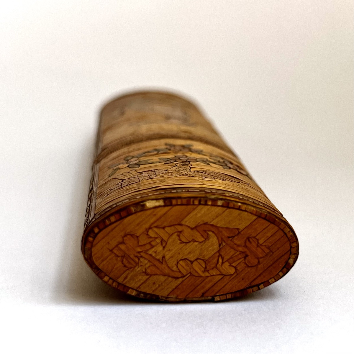 Case - "to Me" Love Note Dog And Lyre In Straw Marquetry Folk Art Late 18th Century-photo-3