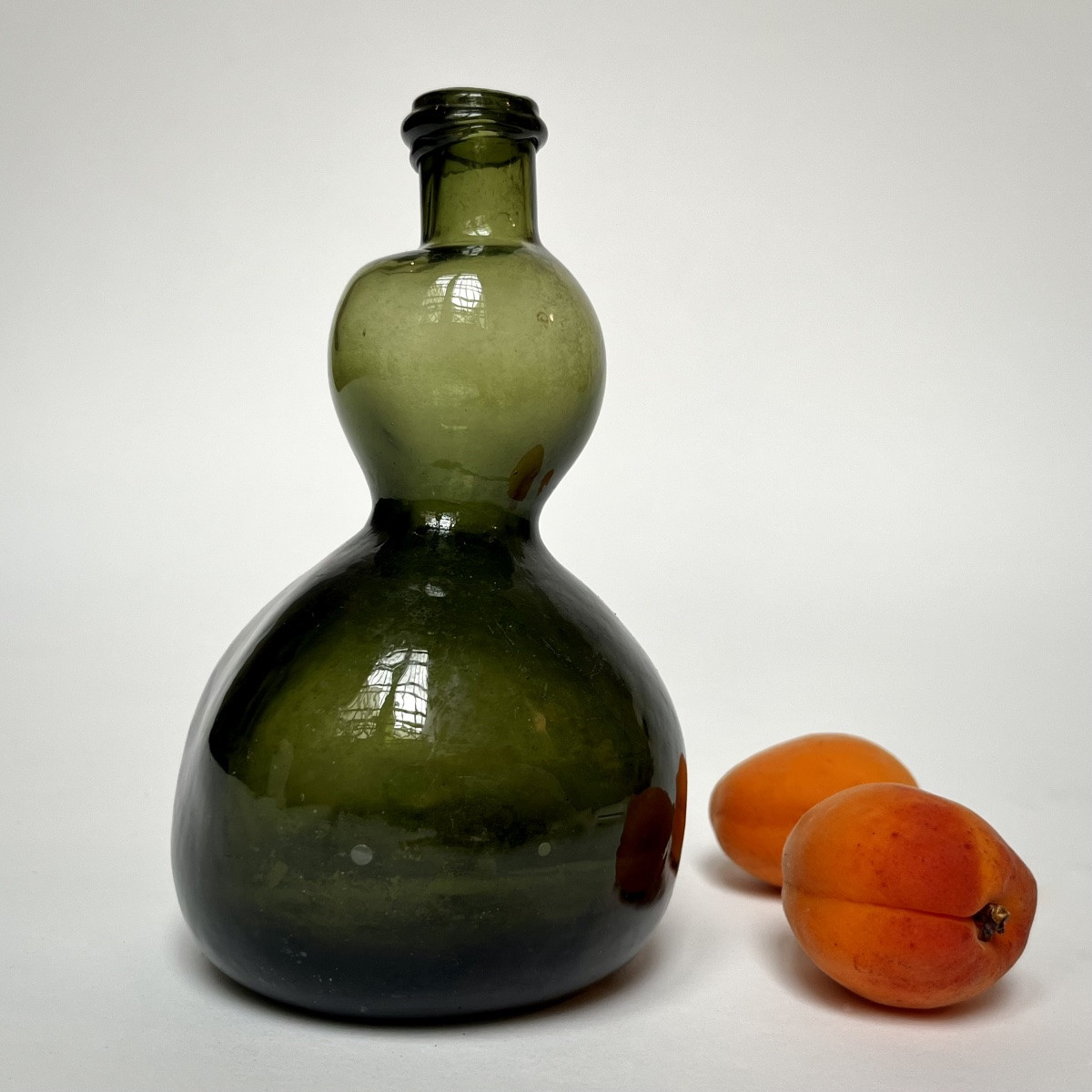 18th Century Blown Glass Gourd Bottle - 18th Century Folk Art Bottle-photo-1