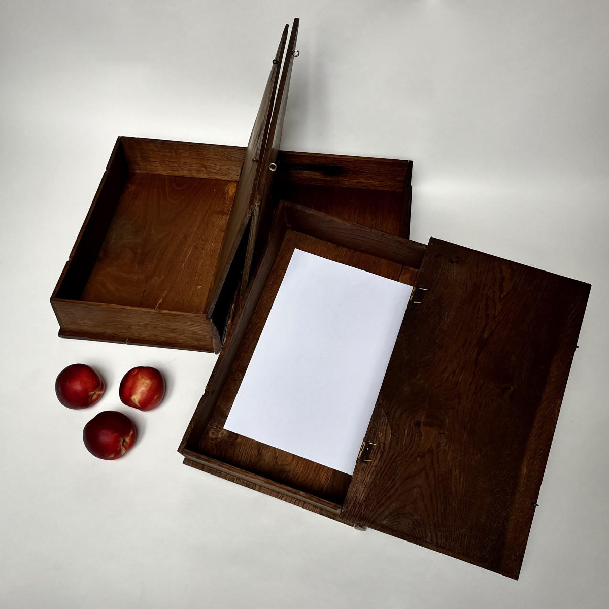 Trois grandes boîtes à archives - coffrets de rangement cachettes reliures de livres du XVIIIe-photo-2