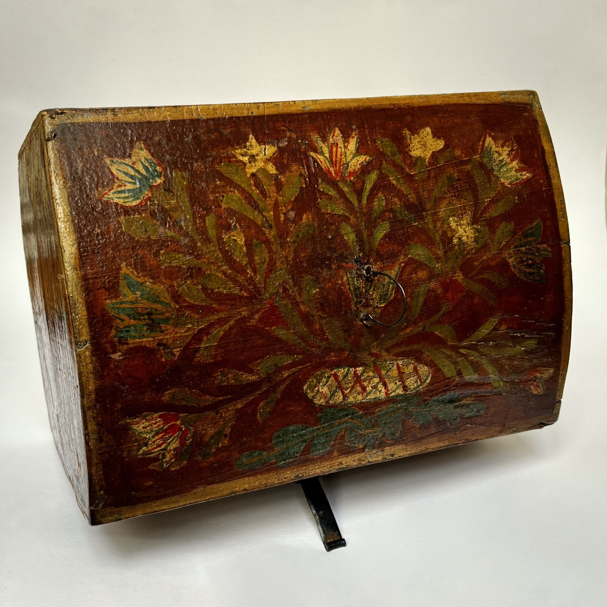 Coffre normand en bois peint XIXe siècle malle normande art populaire 19e -photo-4