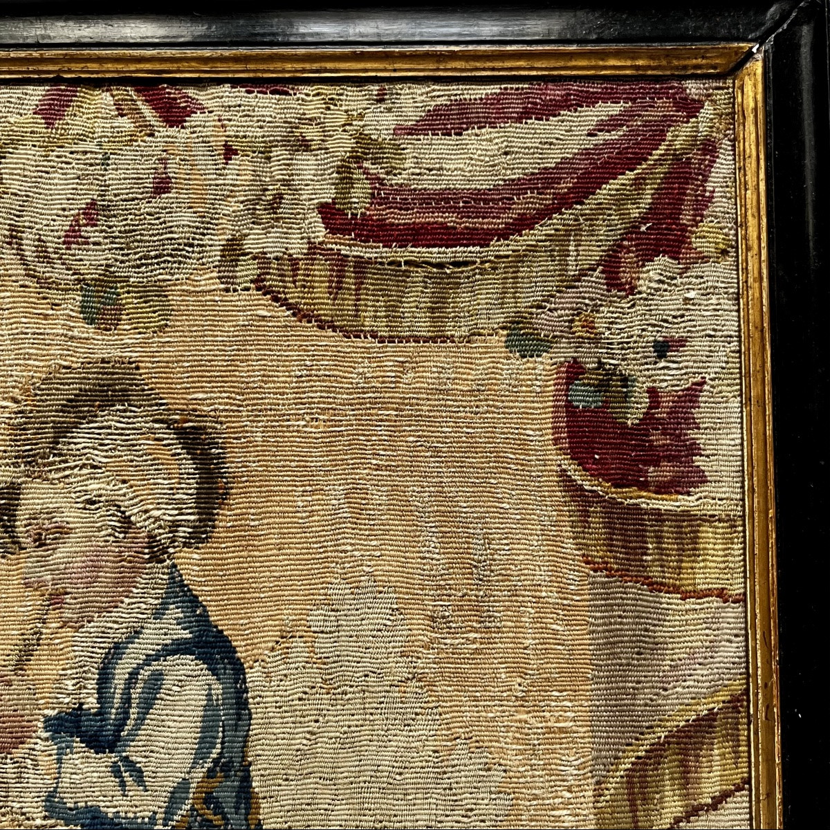 Le joueur de fl&ucirc;te, fragment de tapisserie de Beauvais (?) XIXe si&egrave;cle 19e-photo-1
